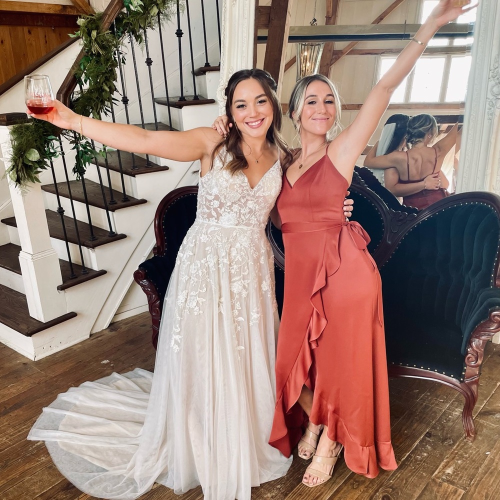 Cinnamon/rust bridesmaid dress